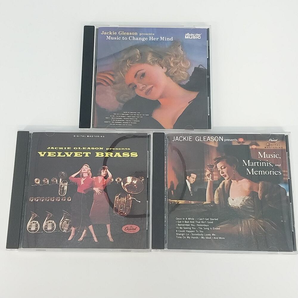 Jackie Gleason 3pc CD Music Martinis Memories Velvet Brass Change Her Mind 2004